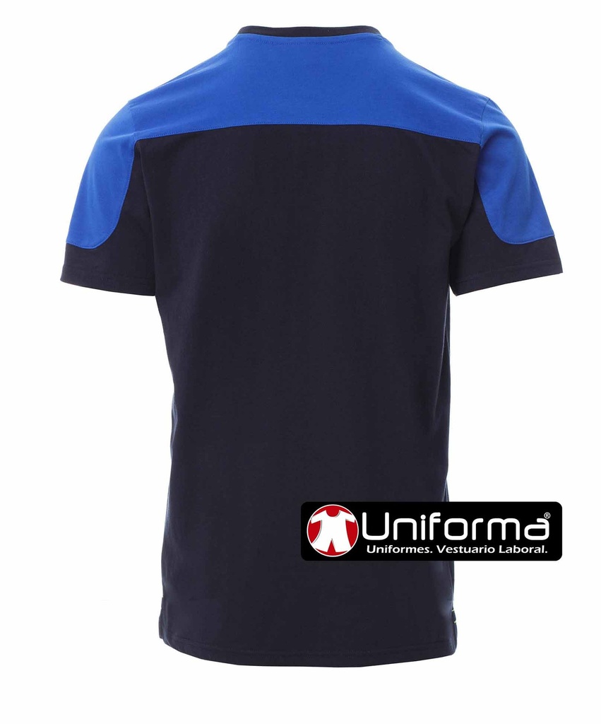 Camiseta de trabajo de color azul Bicolor de manga corta con Bolsillo payper Corporate, personalizable con logo de empresa en Uniforma- PY001664