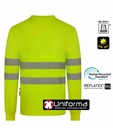 Camiseta de trabajo de manga larga reflectante de alta visibilidad fabricada con poliéster reciclado procedente de botellas de plástico, personalizable con logo de empresa en Uniforma