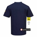 Camiseta ESD azul Antiestática disipativa de la carga electroestática de algodón con fibra de carbono, personalizable con logo de empresa en Uniforma - PAS20