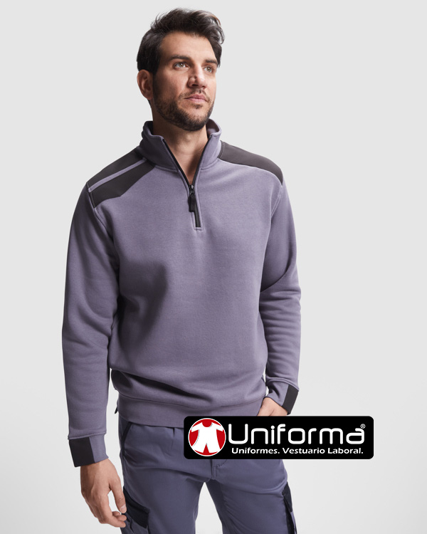 Sudadera de trabajo Bicolor de Media Cremallera personalizable con logo de empresa - LY8413