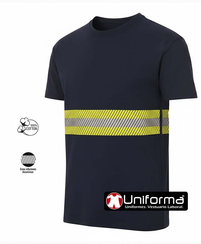 Camiseta Algodón Banda Reflectante Bicolor - UN1050