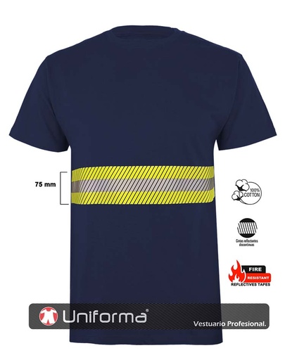 [UN1050] Camiseta Algodón Banda Reflectante Bicolor - UN1050 (Azul Marino)