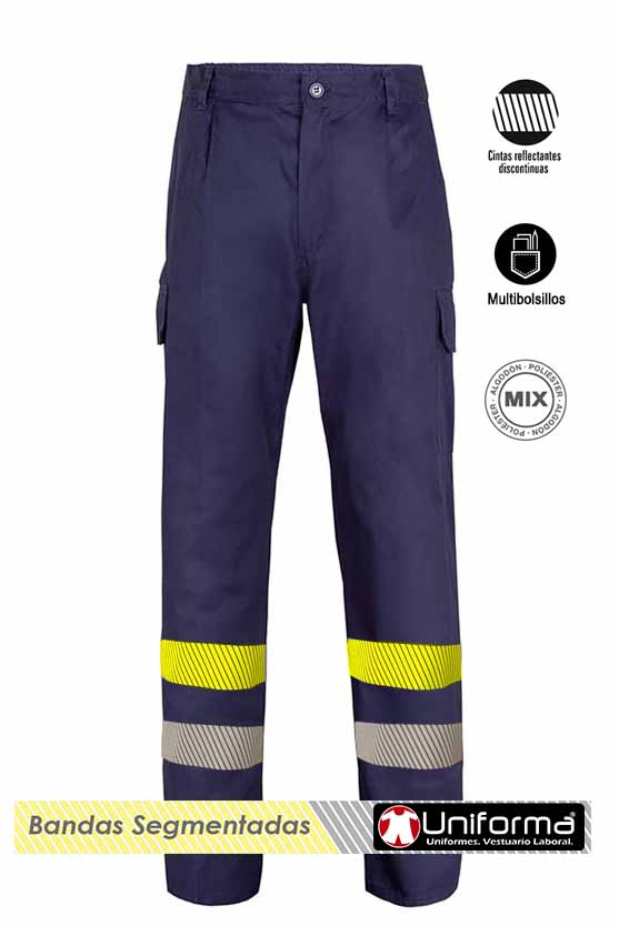 Pantalón con Bandas de Alta Visibilidad y Reflectante Gris - UN34520