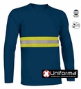 Camiseta Manga Larga Algodón Banda Reflectante Bicolor -UN304