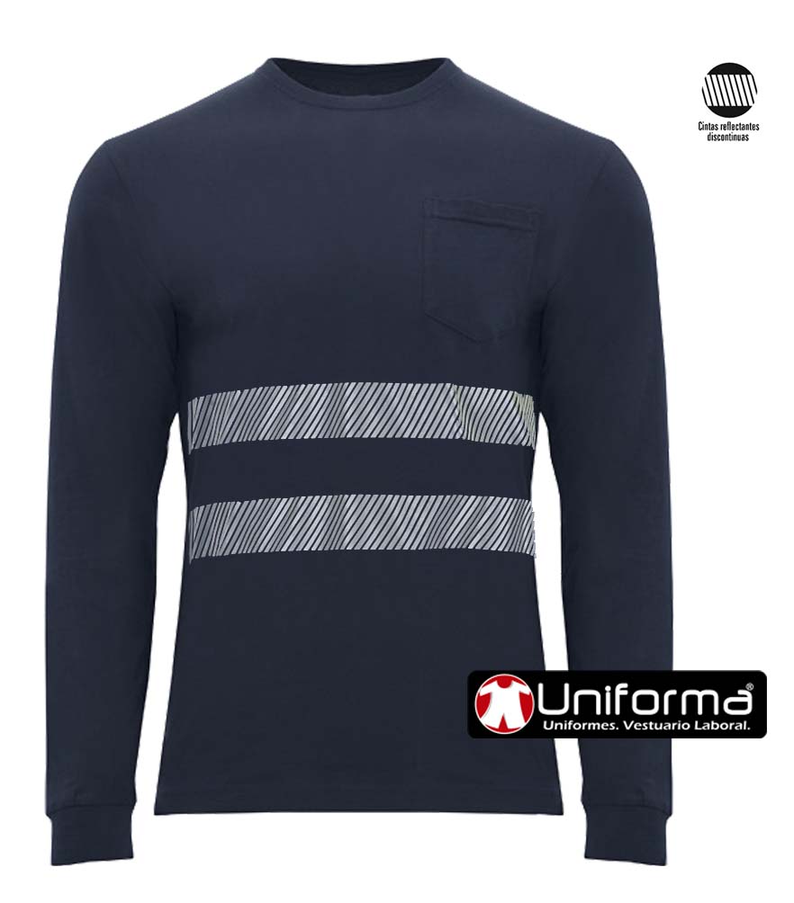 Camiseta Manga Larga con Bolsillo y Bandas Reflectantes - UN1219