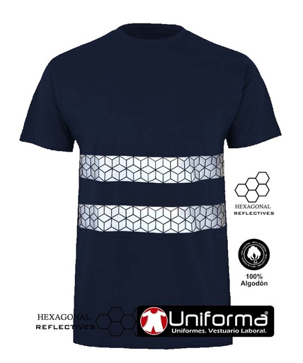 [UN10403] Camiseta algodón Con Reflectantes Poligonales - UN10403 (Azul Marino)