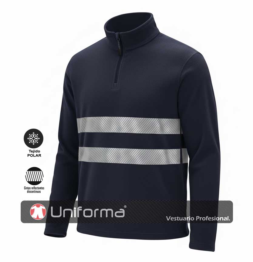 Micropolar Media Cremallera con Bandas Reflectantes - UNFQ165U10