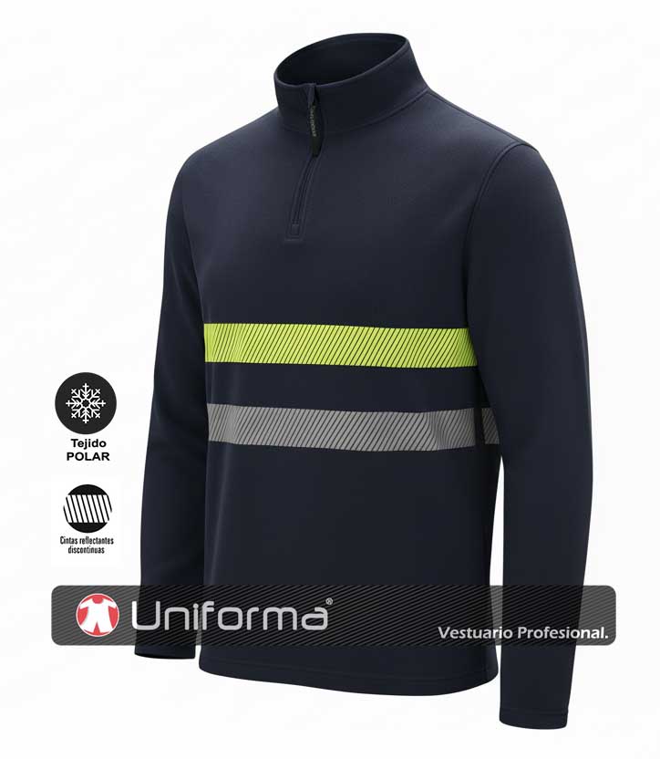 Micropolar Media Cremallera con Bandas Reflectantes - UNFQ165U20