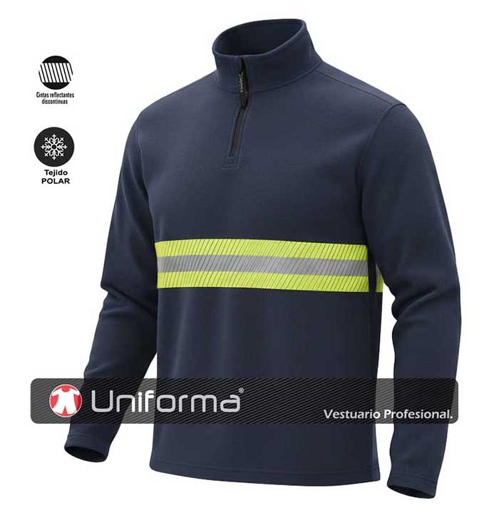 Micropolar Media Cremallera Bandas Reflectantes Bicolor - UNFQ165U50