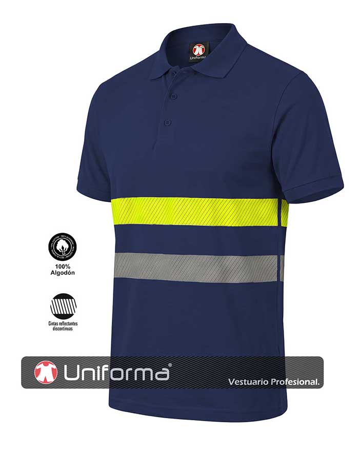 Polo Algodón Bandas Segmentadas Amarilla y Gris - UN2230