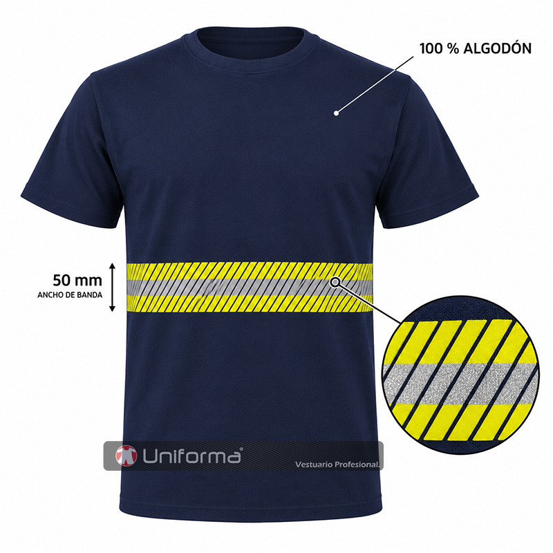 Camiseta MC Algodón Banda Reflectante bicolor de 50mm - UN1052