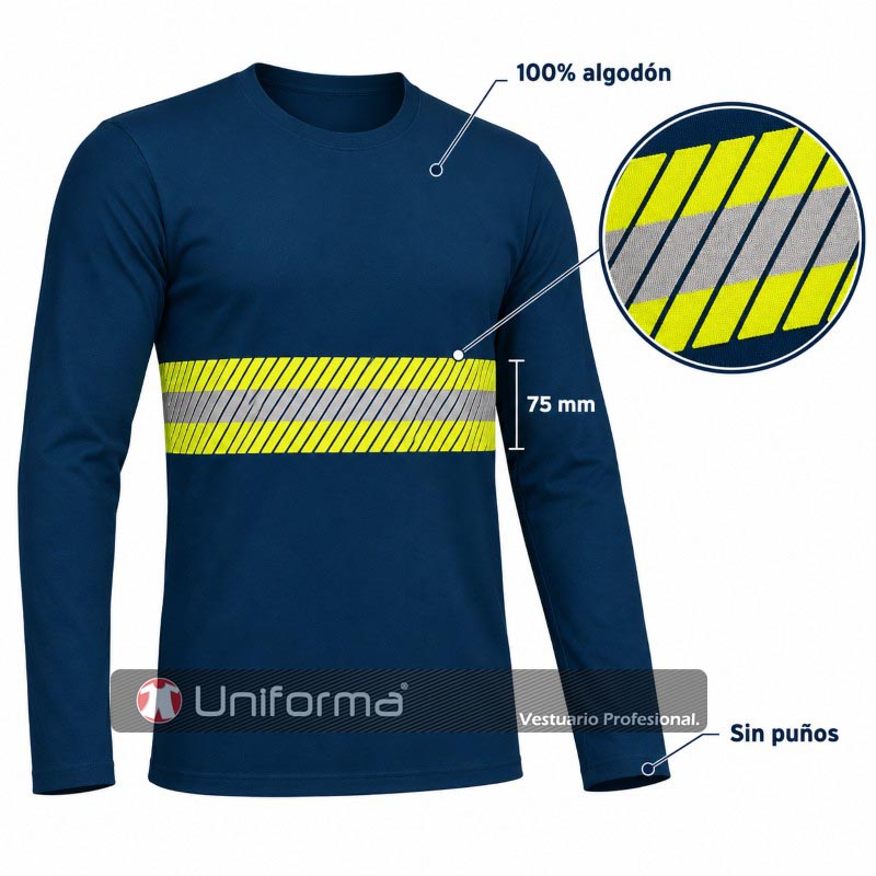 Camiseta ML Banda Reflectante Bicolor - UN1208
