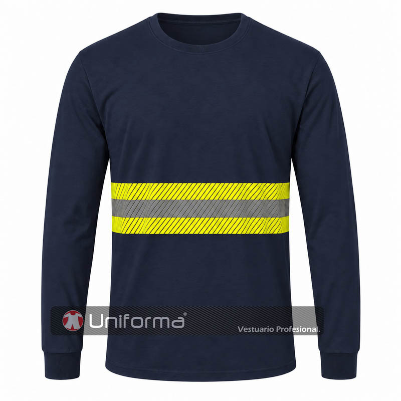 Camiseta Manga Larga Puños Con Banda Reflectante - UN1210