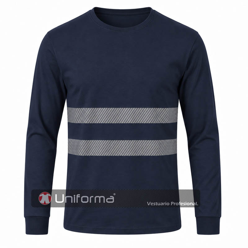 Camiseta Manga Larga Puños con Bandas Reflectantes - UN1220