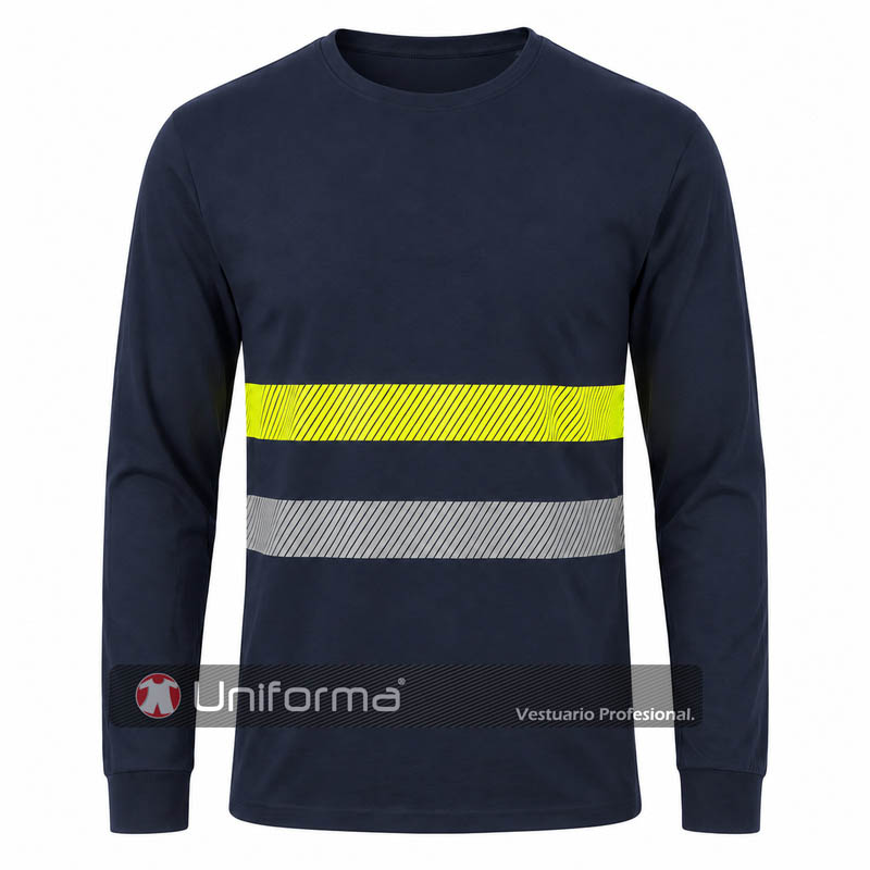 Camiseta Manga Larga Puños con Bandas Reflectantes - UN1235