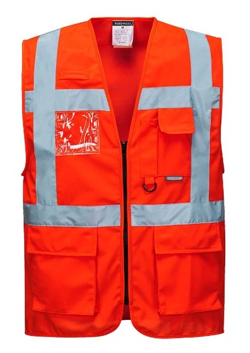 [PS476] Chaleco Multibolsillos Cremallera alta visibilidad - PS476 (Rojo)