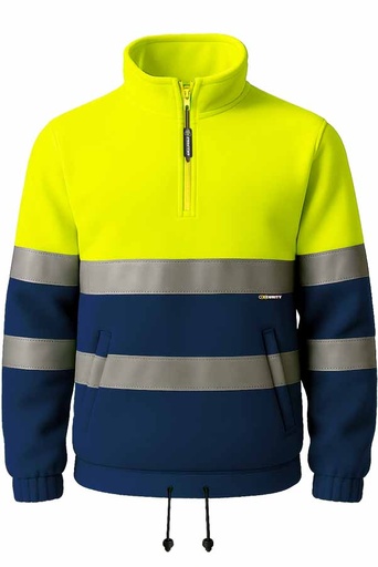 [PR5622] Polar Alta Visibilidad Media Cremallera - PR5622 (Amarillo / Marino)