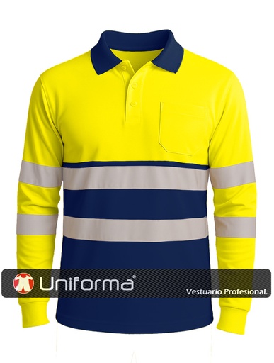 [PR5642] Polo Alta Visibilidad Manga Larga - PR5642 (Amarillo / Marino)