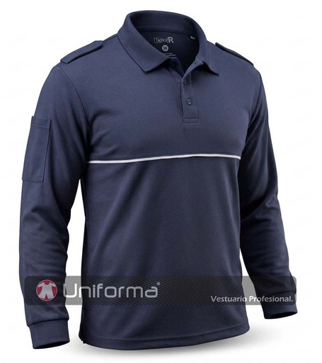 [TR160] Polo de vigilante de seguridad Manga Larga -TR160 (Azul Marino)