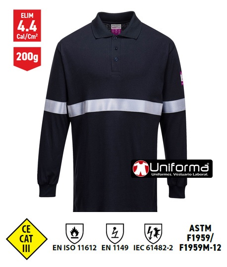 Polo Anti estático Resistente a la llama con cinta reflectante -  PFR03