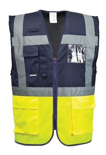 [PC276] Chaleco Alta Visibilidad Multibolsillos - PC276 (Amarillo / Marino)