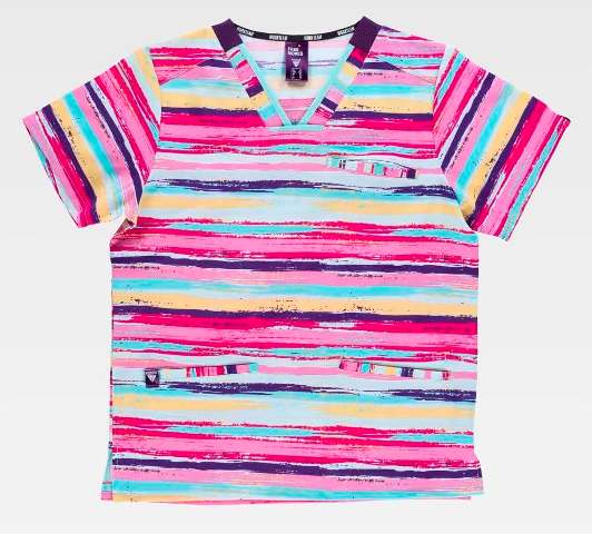 Casaca Cuello Pico Estampada Elástica - TB9857