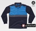 [TC3856] Polo Vigilante Manga Larga con Damero - TC3856 (Azul Celeste)