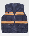 [TS3136] Chaleco Safari Bandas Reflectantes Noche y Día - TS3136 (Marino / Naranja)