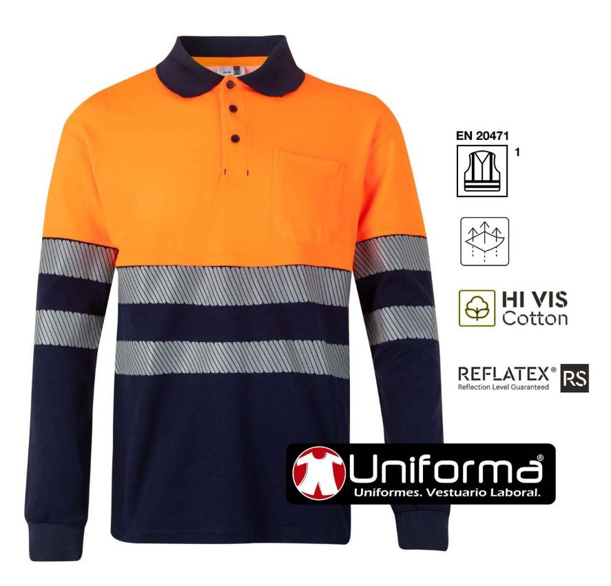 Polo Bicolor Manga Larga Banda Segmentada V305525