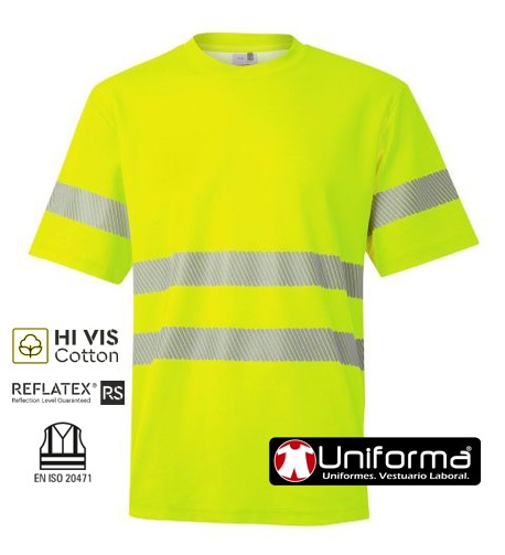 Camiseta Reflectante Alta Visibilidad con Algodón y Bandas Segmentadas V305508