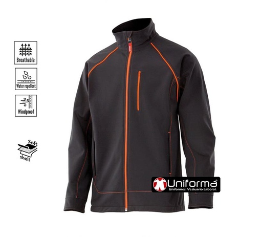 [V206001] Chaqueta Softshell Triple Capa V206001 (Negro / naranja)