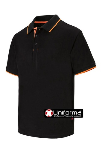 [V105505] Polo color a contraste - V105505 (Negro / naranja)