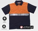 [TC3841] Polo Algodón Combinado Alta Visibilidad -TC3841 (Marino / Naranja)