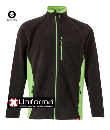 [V201504] Chaqueta Polar Bicolor - V201504 (Negro / Verde)