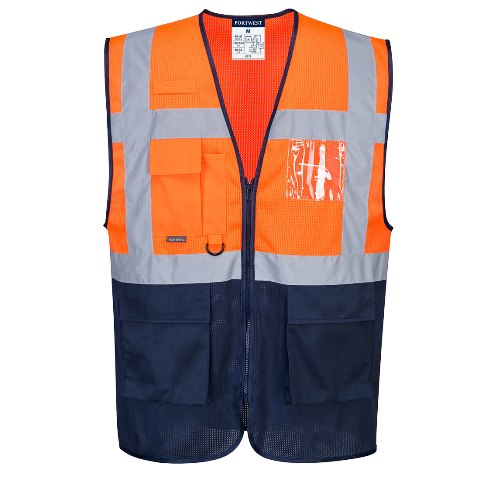 [PC377] Chaleco Transpirable Bicolor de Alta Visibilidad - PC377 (Marino / Naranja)