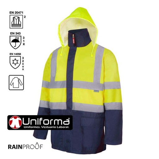 [V306003] Parka Desmontable Alta Visibilidad 4 en 1 - V306003 (Amarillo / Marino)