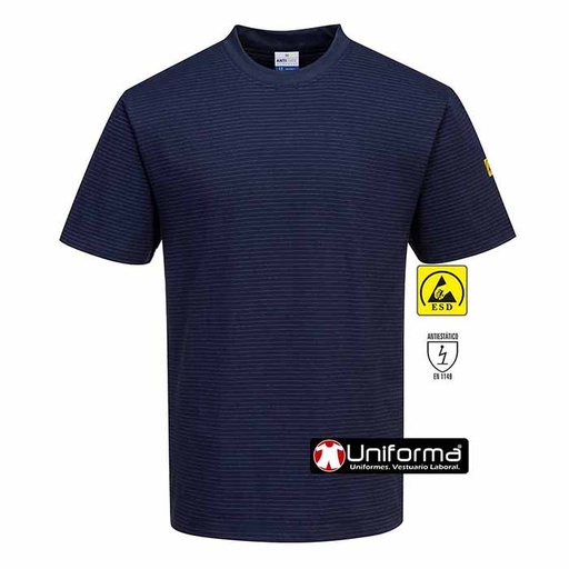 [PAS20] Camiseta Anti estática ESD Disipativa - PAS20 (Azul Marino)