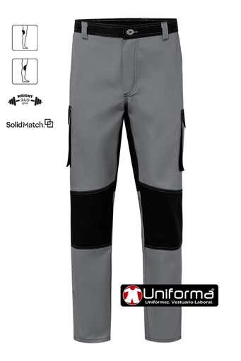 [V103020B] Pantalón Reforzado Bicolor - V103020B (Gris / Negro)
