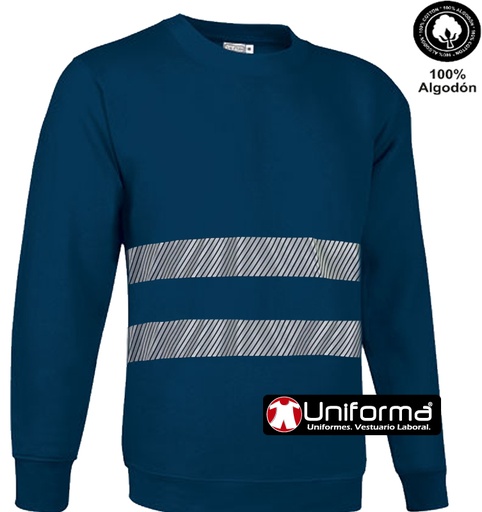 [UN005] Sudadera 100% algodón con bandas reflectantes de alta visibilidad. UN005 (Banda Gris)