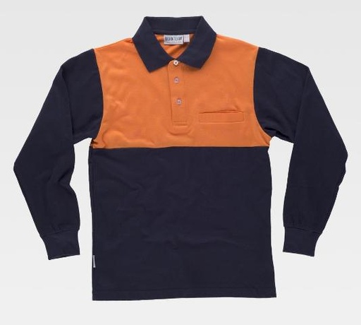 [TC3842] Polo Manga Larga Algodón con Alta Visibilidad -TC3842 (Marino / Naranja)