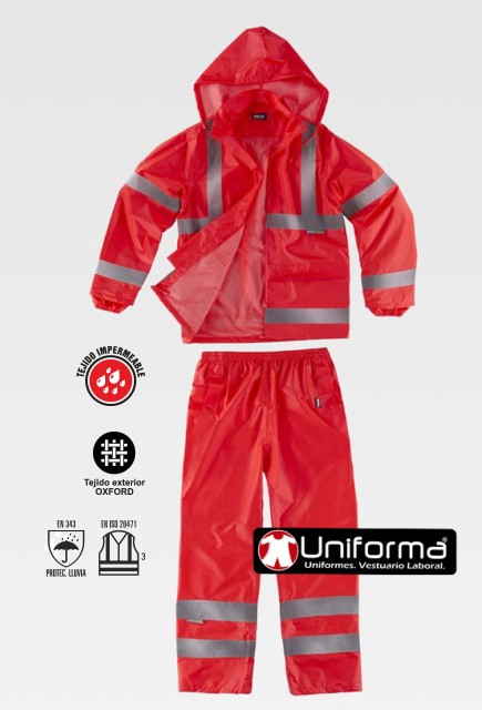 Conjunto Impermeable Alta visibilidad Rojo TS2015