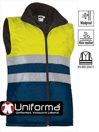 [VL2650] Chaleco Alta Visibilidad Acolchado Oxford - VL2650 (Amarillo / Marino)