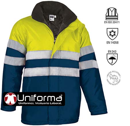 [VL2360] Parka Alta Visibilidad Oxford Frío y Lluvia - VL2360 (Amarillo / Marino)