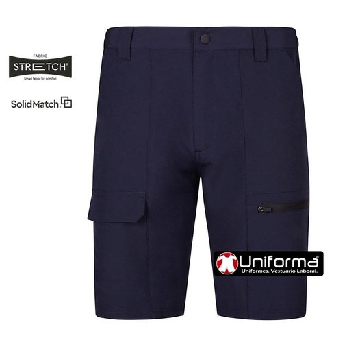 [V103032S] Bermudas Trekking Elásticas Bicolor - V103032S (Azul Marino)