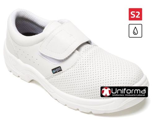 [VZ435] Zapato Cierre de Velcro Antideslizante SRC - VZ435A (Blanco)