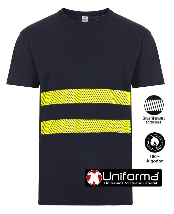 Camiseta Algodón con Bandas de Alta Visibilidad - UN203