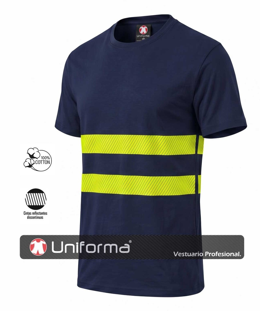 Camiseta Algodón con Bandas de Alta Visibilidad Amarillas - UN203