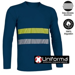 [UN004] Camiseta Manga Larga Algodón Bandas Reflectantes UN004