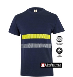 Camiseta Algodón Bandas con Reflectantes y de Alta Visibilidad - UN103