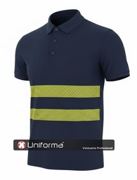 Polo Algodón Bandas Reflectantes y Alta Visibilidad - UN220